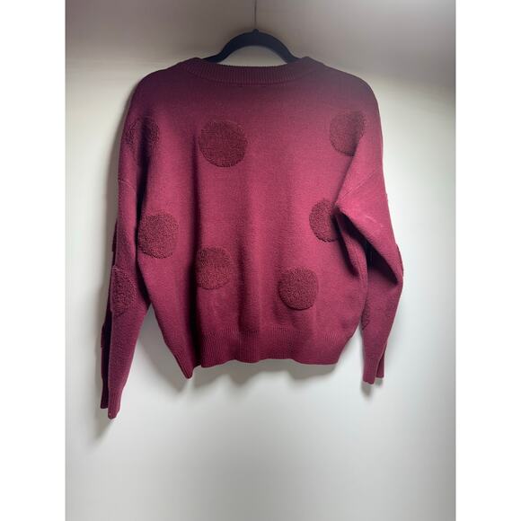 Tahari Sweater Burgundy Polka Dot Pullover Sweater Sz Large - Picture 10 of 11